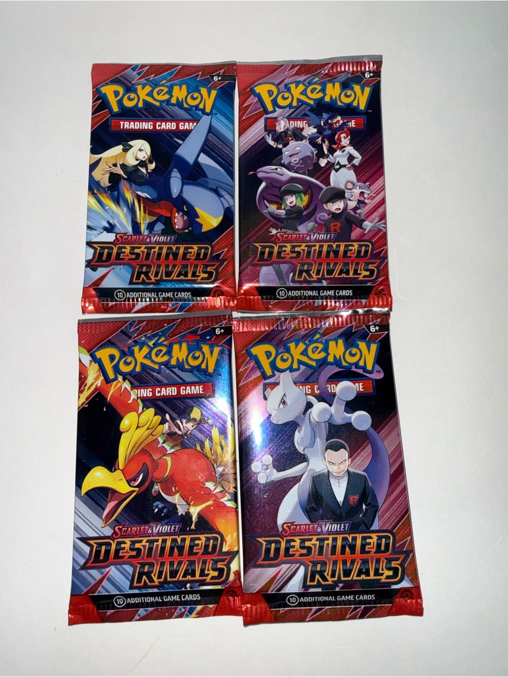 Pokemon DESTINED RIVALS Booster Pack Art Set Bundle - Set of 4 New Sealed Packs